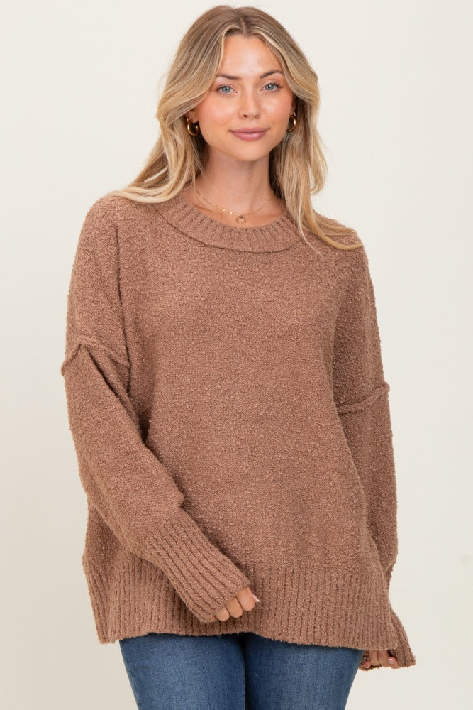 Mocha Knit Exposed Seam Sweater
