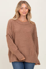 Mocha Knit Exposed Seam Sweater