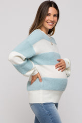 Blue Striped Brushed Maternity Sweater