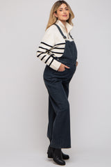 Faded Black Front Pocket Maternity Overalls