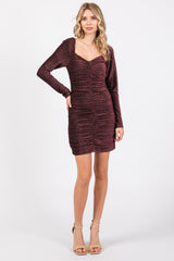 Black Burgundy Glitter Ruched Maternity Fitted Dress