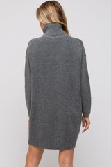 Charcoal Turtleneck Maternity Sweater Mini Dress