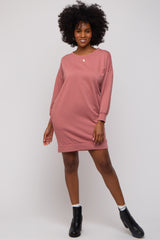 Mauve Long Sleeve Fleece Lined Dress