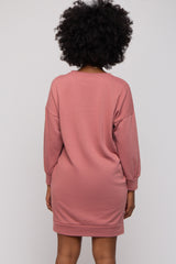 Mauve Long Sleeve Fleece Lined Dress