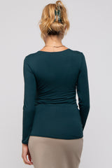 Forest Green V-Neck Long Sleeve Maternity Top