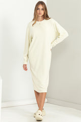 Cream Oversized Maternity Sweatshirt Midi Dress