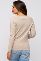 Beige Basic Raglan Sleeve Maternity Sweater Top