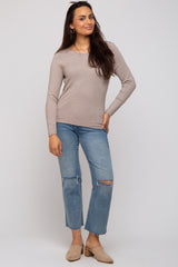 Mocha Basic Raglan Sleeve Sweater Top