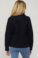 Black Button Front Maternity Sweater