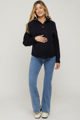 Black Button Front Maternity Sweater