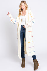 Cream Striped Open Front Maternity Cardigan