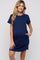 Navy French Terry Cuffed Short Sleeve Maternity Dress