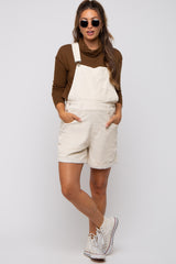 Cream Corduroy Maternity Short Overalls