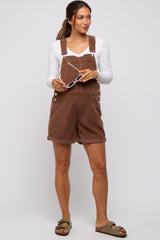 Mocha Corduroy Maternity Short Overalls