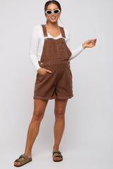 Mocha Corduroy Maternity Short Overalls