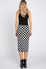 Black Checkered Knit Skirt