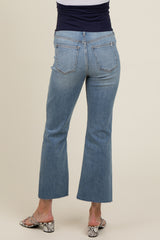 Blue Raw Hem Maternity Straight Leg Jeans