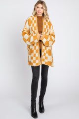 Yellow Checkered Plaid Maternity Oversized Cardigan