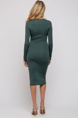 Olive Fitted Cutout Maternity Midi Dress