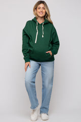 Forest Green Basic Fleece Maternity Hoodie