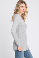 Heather Grey Ribbed Crossover Nursing Top