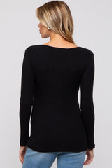 Black Ribbed Crossover Maternity/Nursing Top