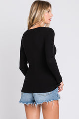 Black Ribbed Crossover Nursing Top