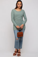 Mint Green Ribbed Crossover Nursing Top