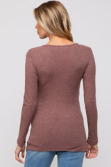 Mauve Ribbed Crossover Maternity/Nursing Top