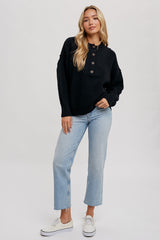 Black Half Button Up Sweater