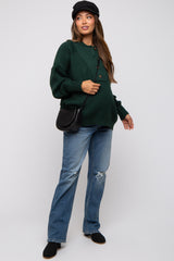 Forest Green Half Button Up Maternity Sweater