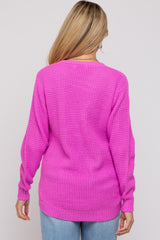 Pink Waffle Knit Round Hem Maternity Sweater