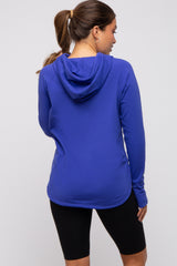 Royal Blue Hooded Long Sleeve Maternity Active Top