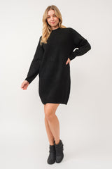 Black Mock Neck Sweater Dress