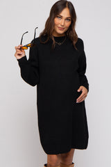 Black Mock Neck Maternity Sweater Dress