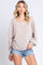 Beige Ribbed V-Neck Cropped Sweater