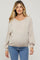 Beige Ribbed V-Neck Cropped Maternity Sweater