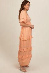 Peach Ruffle Tiered Maxi Dress