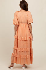 Peach Ruffle Tiered Maxi Dress