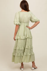 Sage Ruffle Tiered Maxi Dress