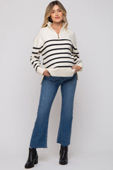 Blue Straight Leg Raw Hem Maternity Jeans