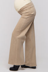 Beige Wide Leg Maternity Jeans