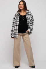 Beige Wide Leg Maternity Jeans