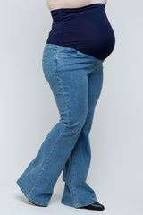 Blue Flared Maternity Plus Jeans