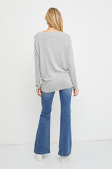 Grey Knit Long Sleeve Top