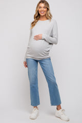 Heather Grey Knit Long Sleeve Maternity Top