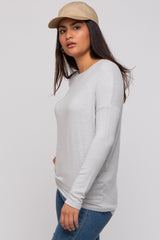 Heather Grey Knit Long Sleeve Top