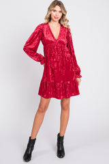 Red Velvet Long Sleeve Dress