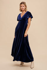 Navy Blue Velvet Maxi Dress