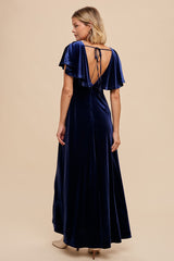 Navy Blue Velvet Maxi Dress